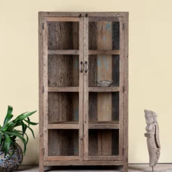 Aarush - Vitrinekast van Gerecycled Hout met Glas