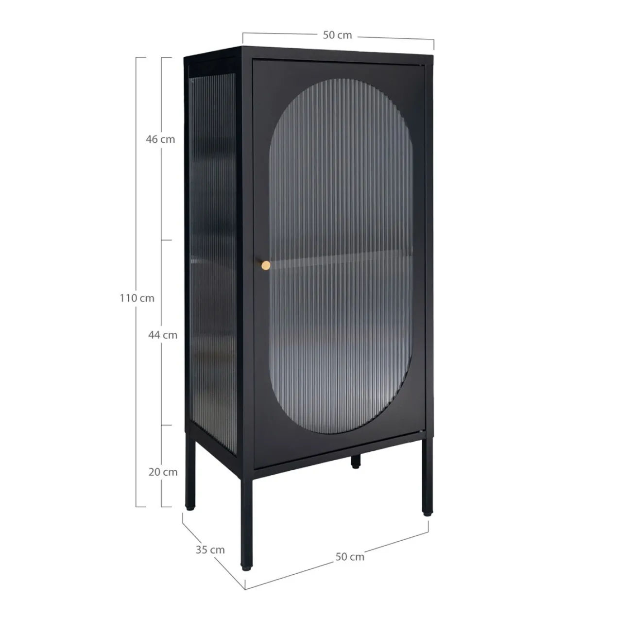 Abbey metalen vitrinekast zwart - 50 x 110 cm