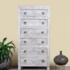 Abhi - Handgesneden Mangohouten Ladenkast Wit