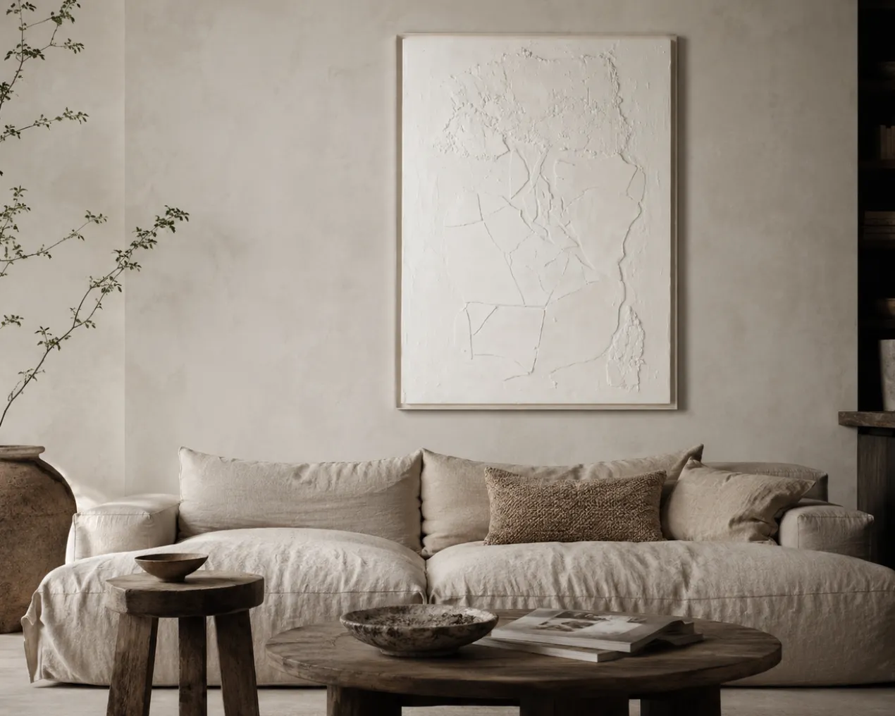 Abstract schilderij met gips structuur | 120 x 90 cm