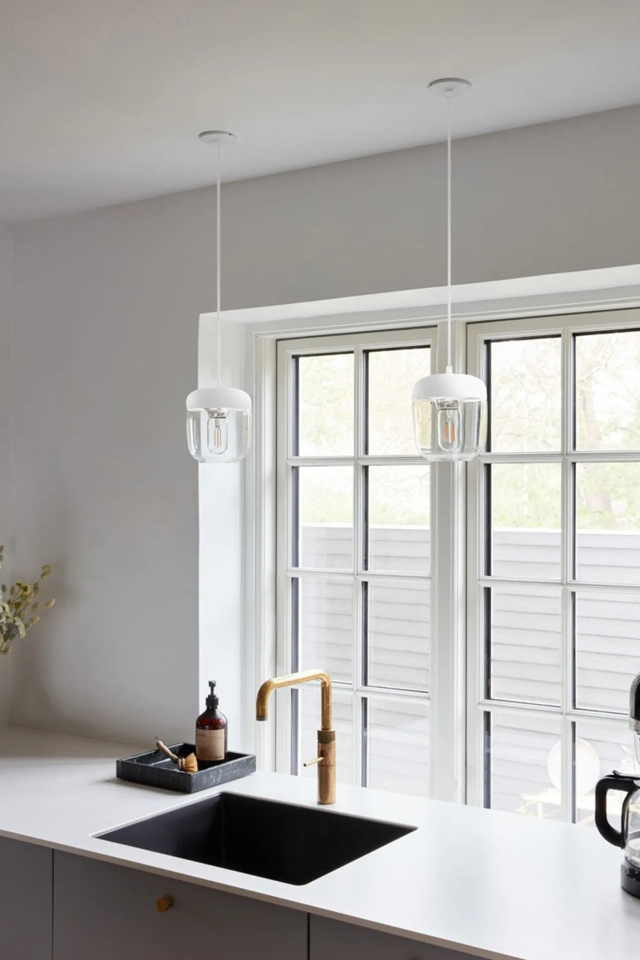 Acorn lampenkap wit met brass