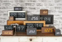 Alarm clock Block black veneer, white LED