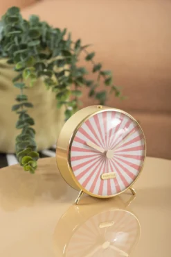 Alarm clock Candy Swirl flamingo pink & white