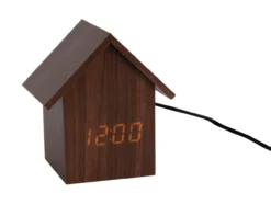 Alarm clock House LED dark wood veneer