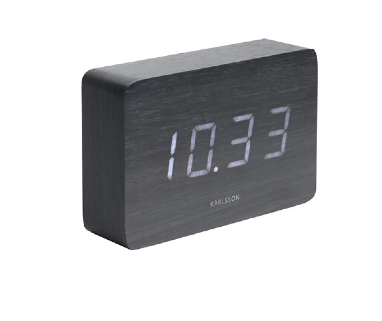 Alarm clock Square black veneer, white LED