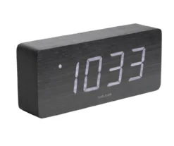 Alarm clock Tube black veneer, white LED