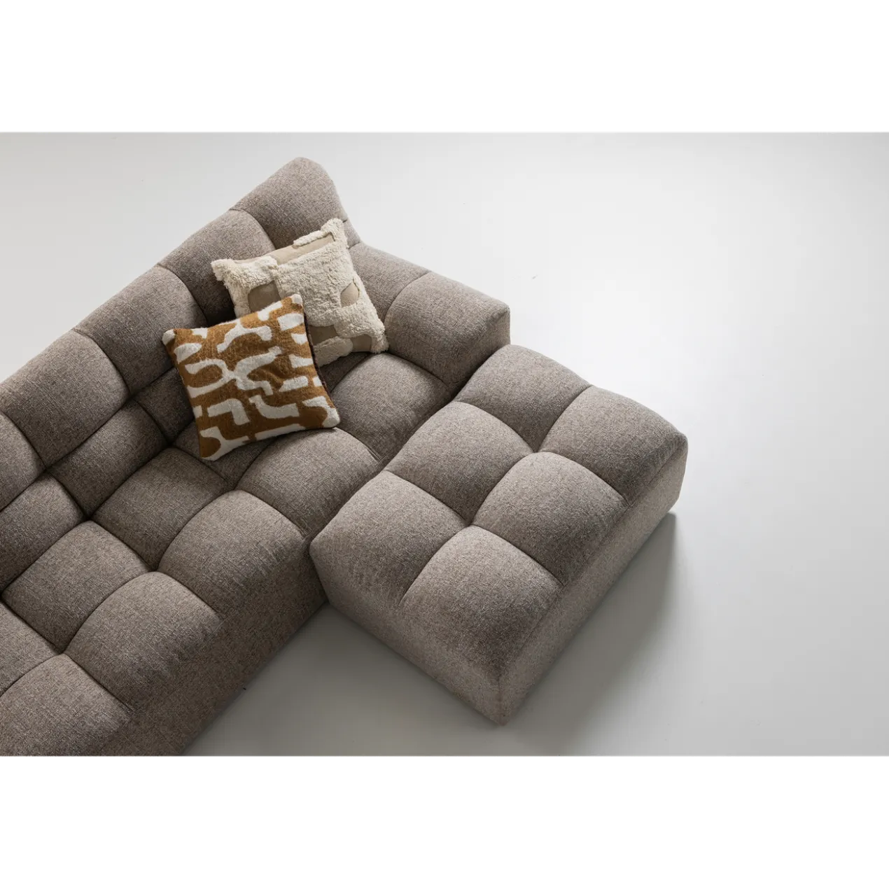 Allure hocker geweven stof bruin melange