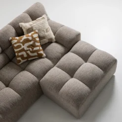 Allure hocker geweven stof bruin melange