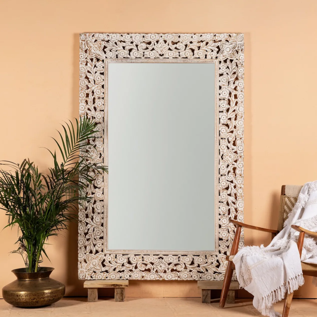 Antaka - Handgesneden Vintage Wandspiegel