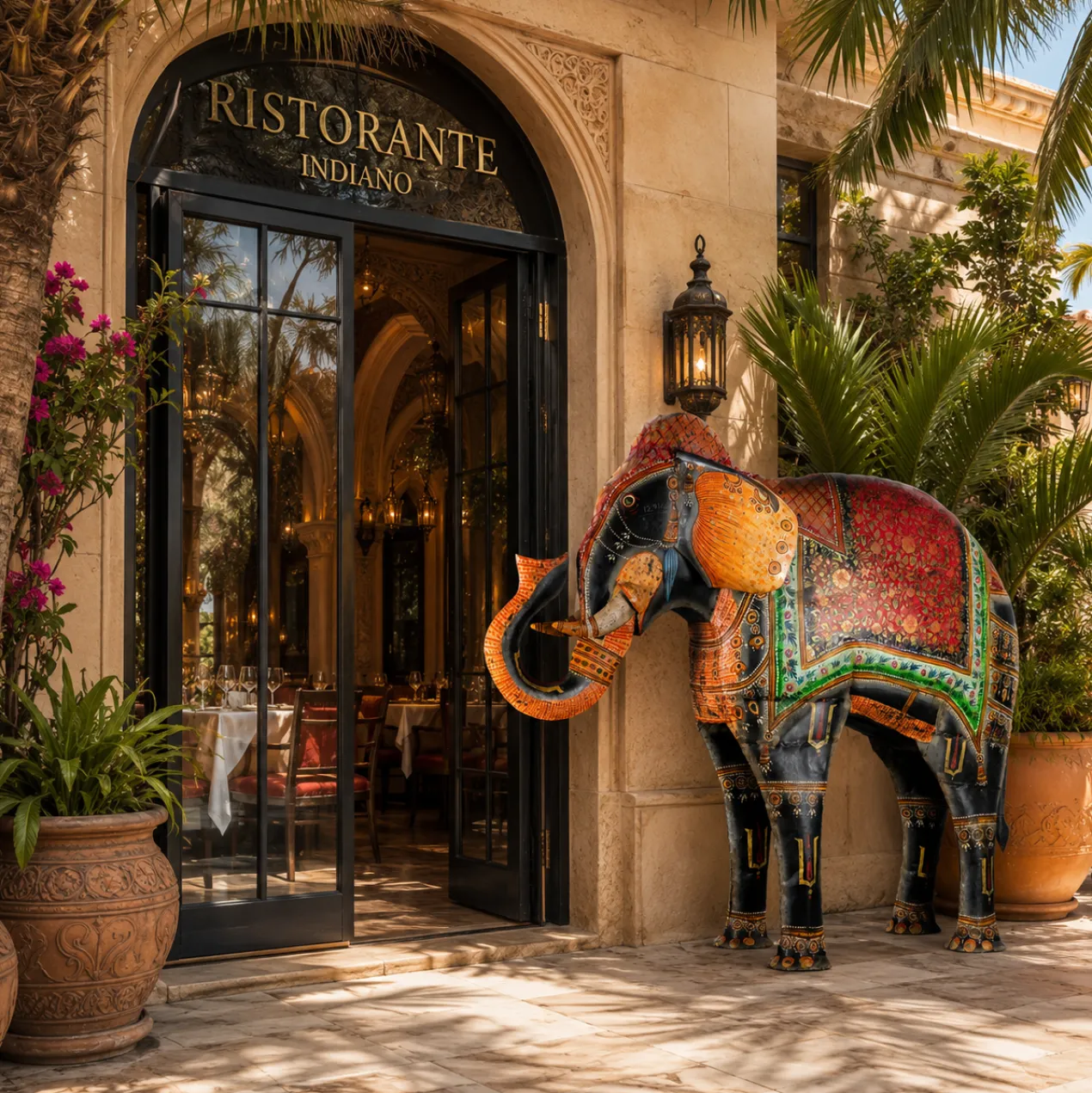 Anushka - Handbeschilderde Metalen Olifant
