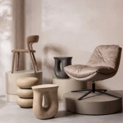 Arve draaifauteuil bedrukte stof naturel melange