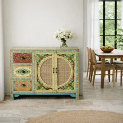 Ashara - Boho Dressoir Mangohout Handbeschilderd