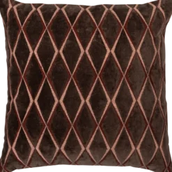 Aziz kussens velvet bruin/naturel - set van 3
