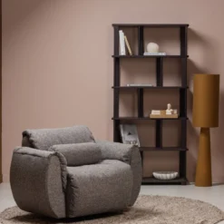 Baggy draaifauteuil geweven stof warmgrijs melange