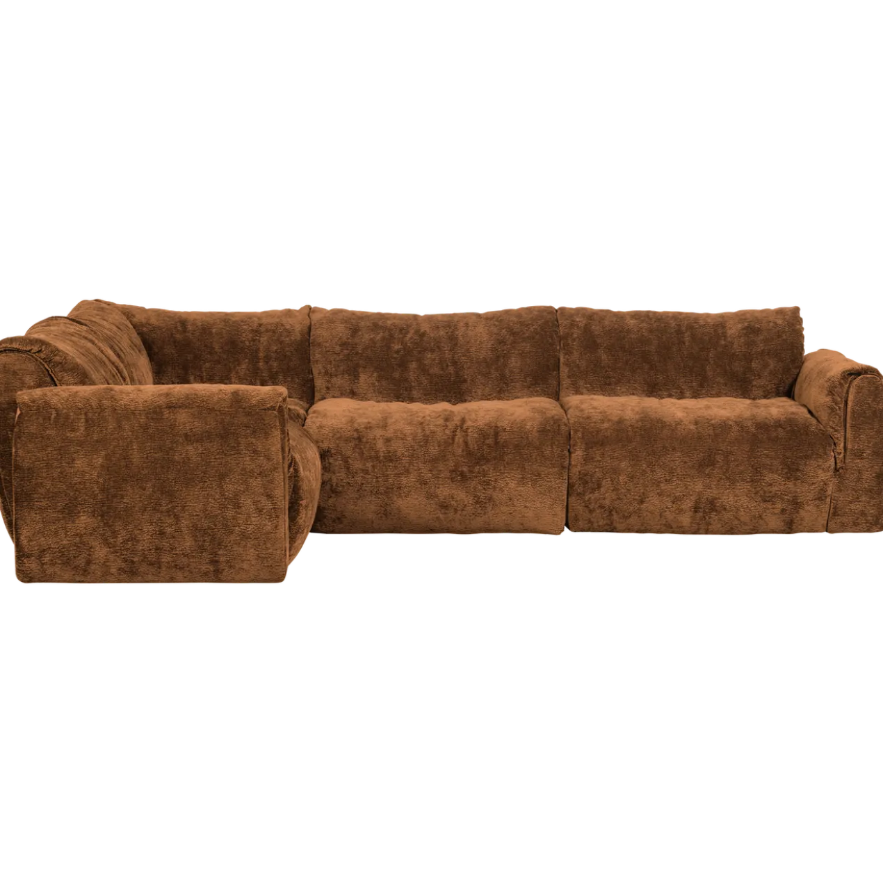 Baggy hoekbank links 3d chenille middenbruin