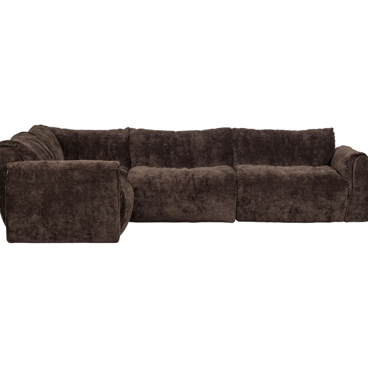 Baggy hoekbank links 3d chenille donkerbruin