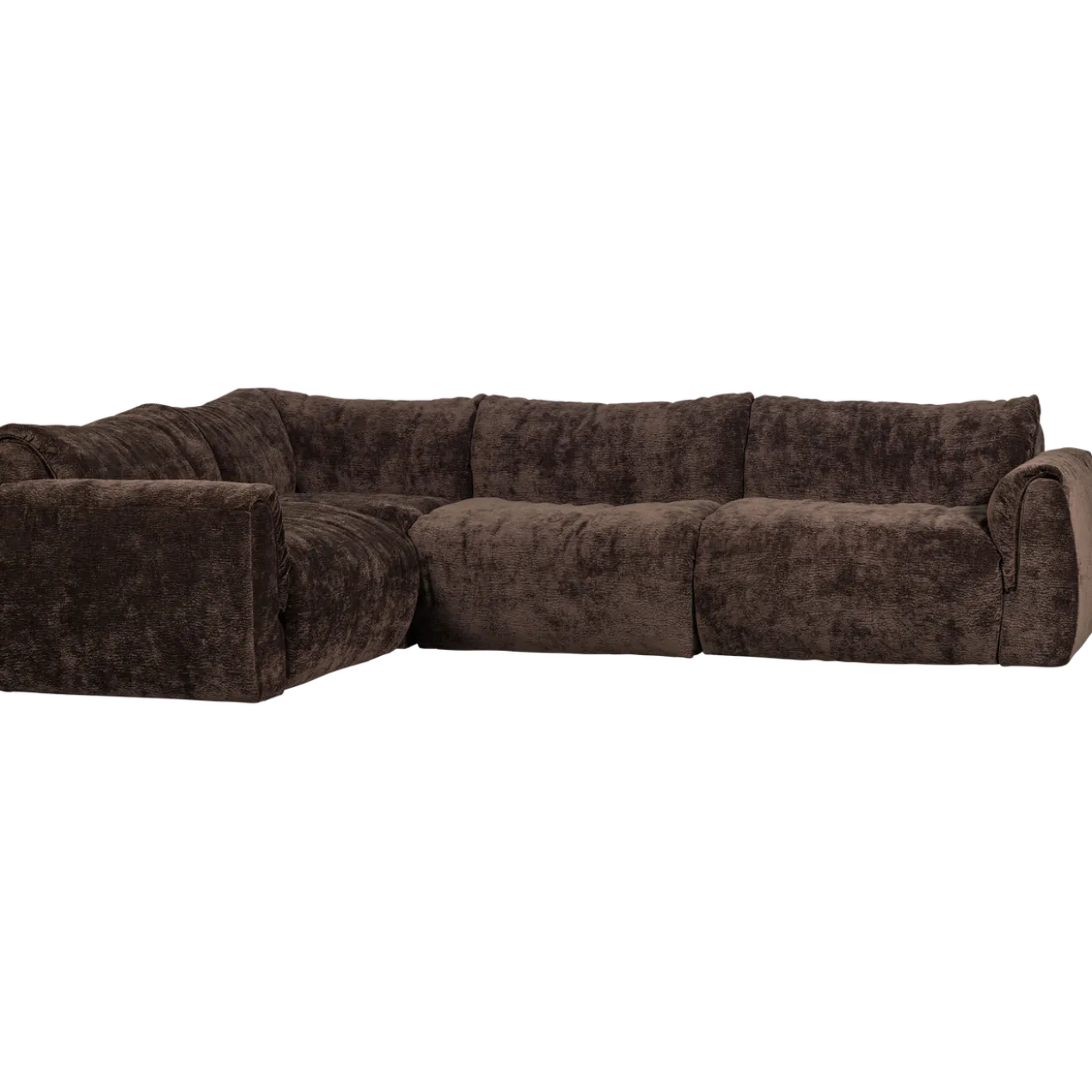 Baggy hoekbank links 3d chenille donkerbruin