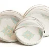 Bamboe vliegenmand - wit + turquoise/goud - Small