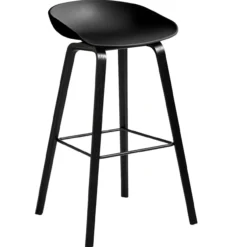 Barkruk AAS32 75 cm zwart gelakt eiken onderstel black