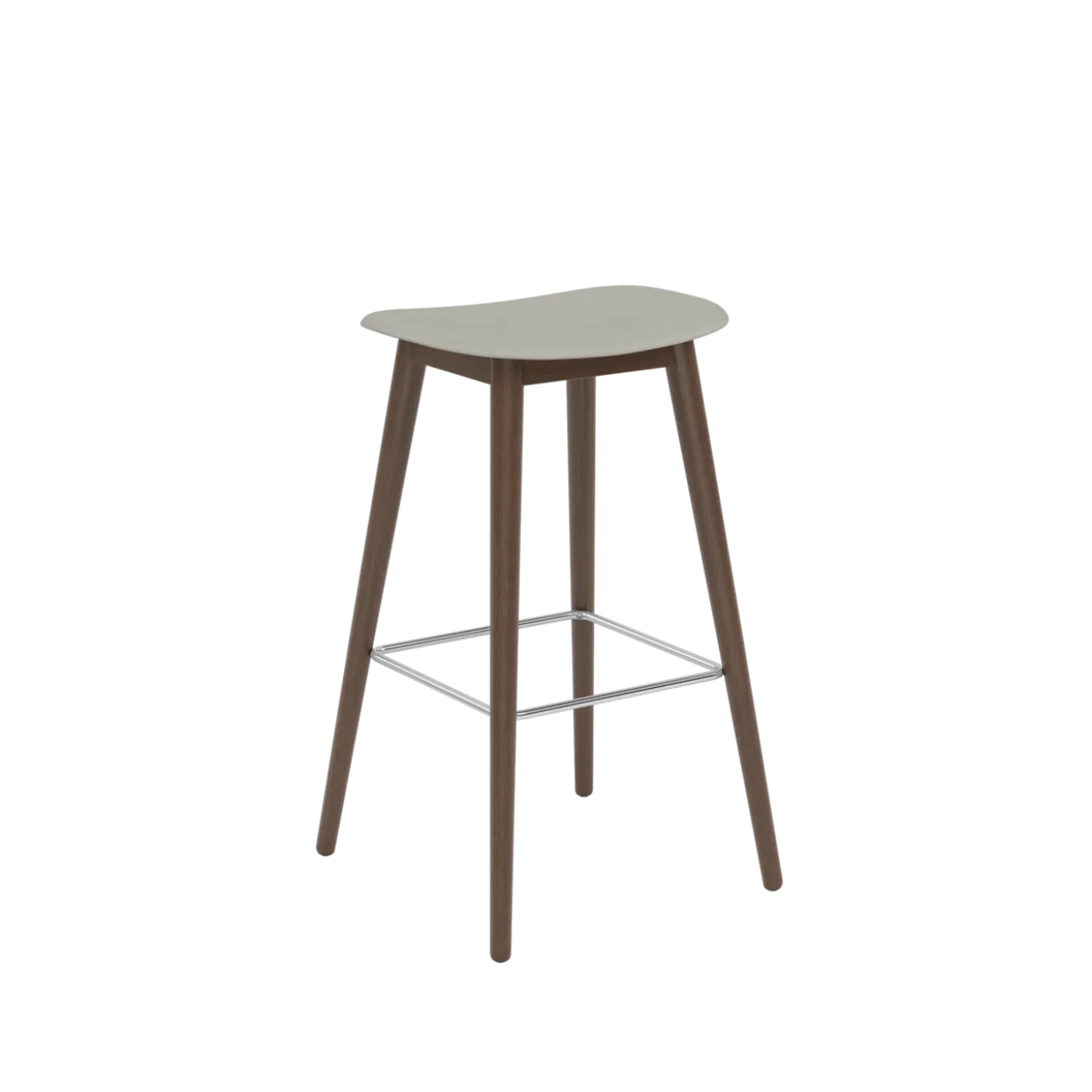 Barkruk Fiber 75 cm met donker eiken onderstel grey