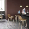 Barkruk Fiber 75 cm met rug en donker eiken onderstel grey