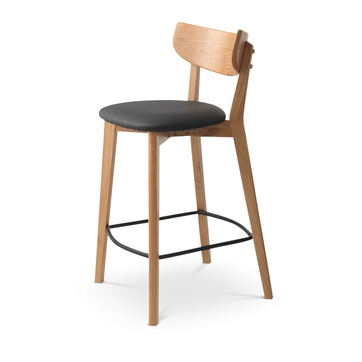 Barkruk Jack hout met kunstleer - 67 cm Naturel