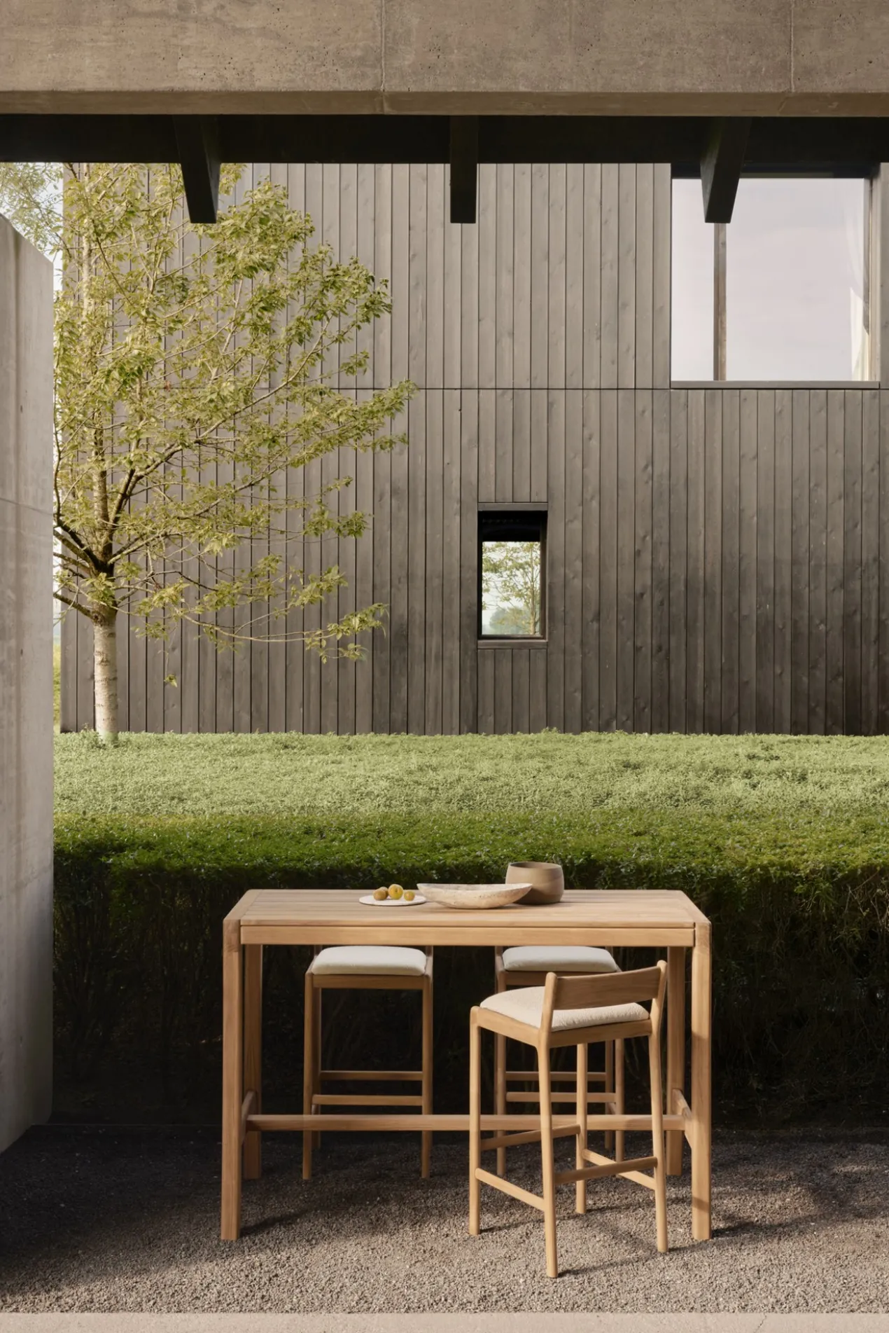 Barkruk Jack outdoor teak naturel kussen