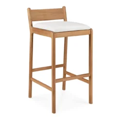 Barkruk Jack outdoor teak off-white kussen