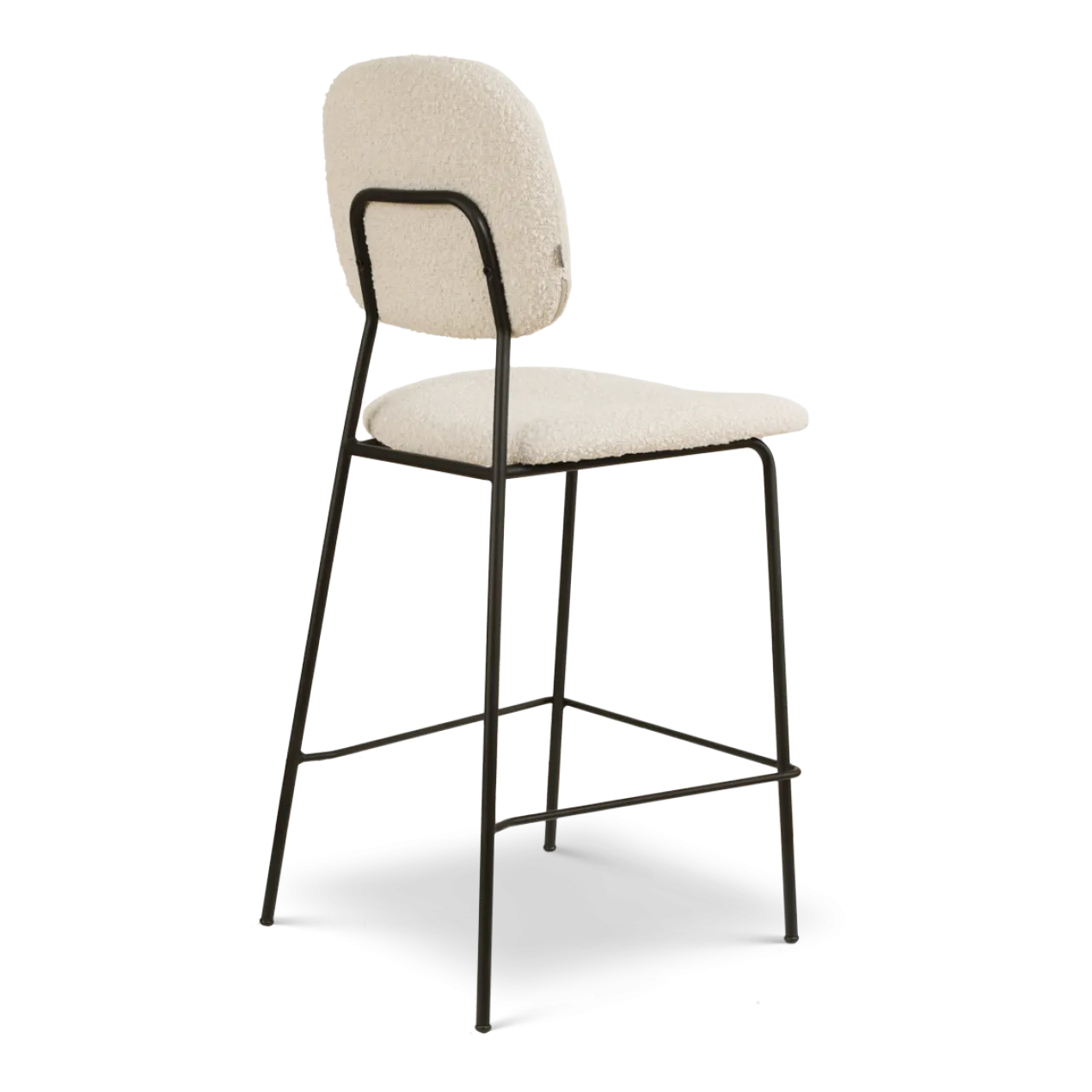 Barkruk Jasmijn bouclé beige - zwart onderstel H65