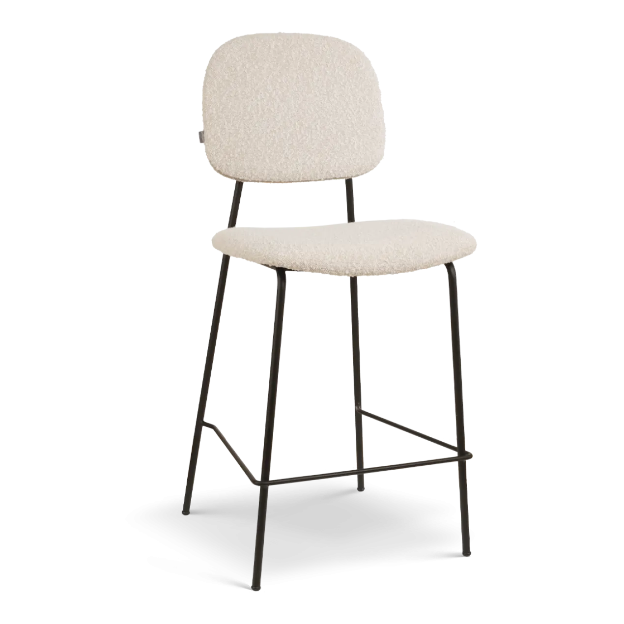 Barkruk Jasmijn bouclé beige - zwart onderstel H65