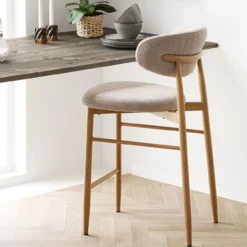 Barkruk Jolien H65 cm naturel onderstel taupe