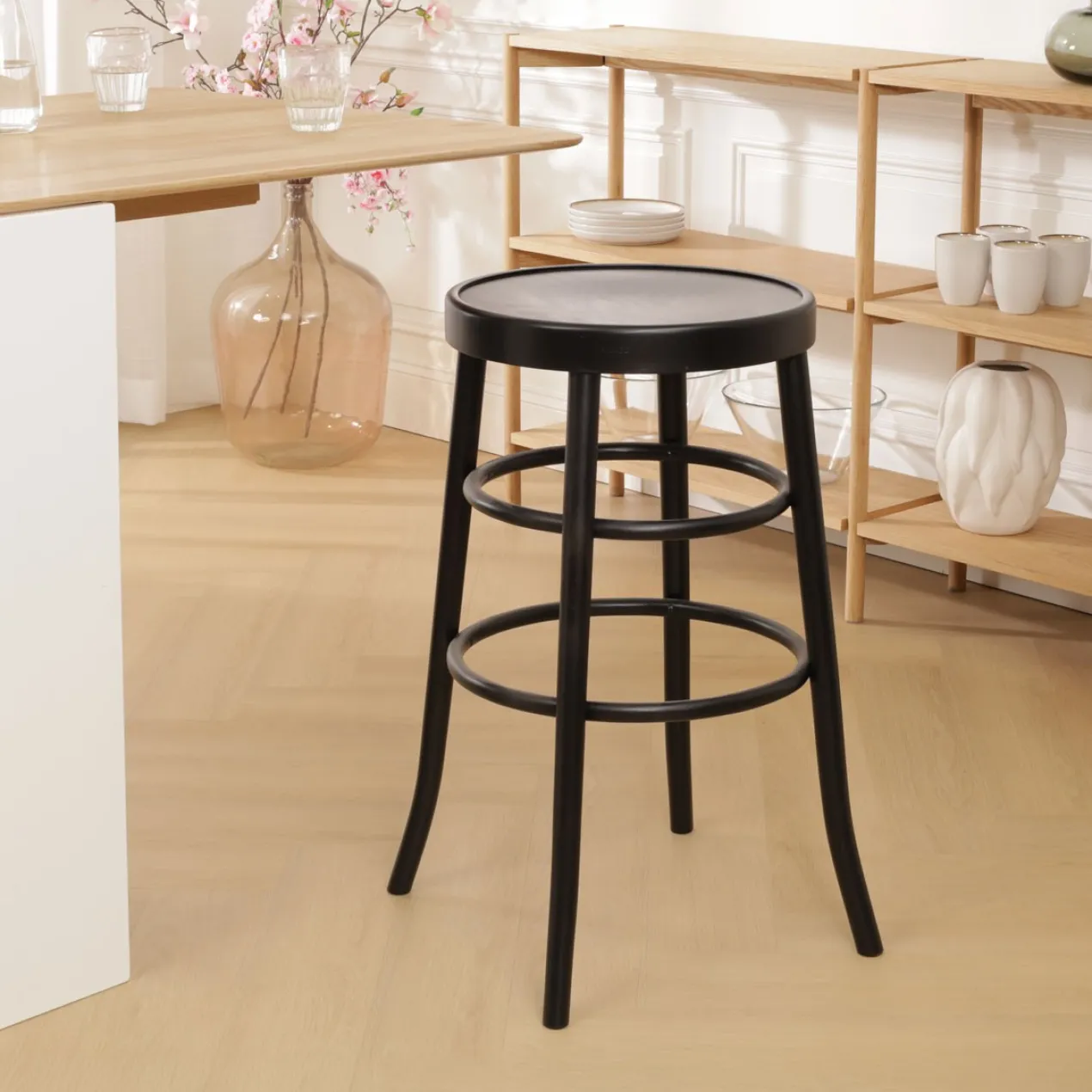 Barkruk Lauren houten H75 cm zwart