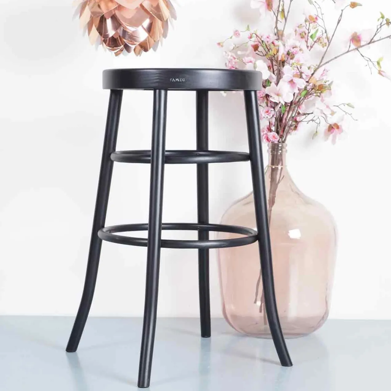 Barkruk Lauren houten H75 cm zwart