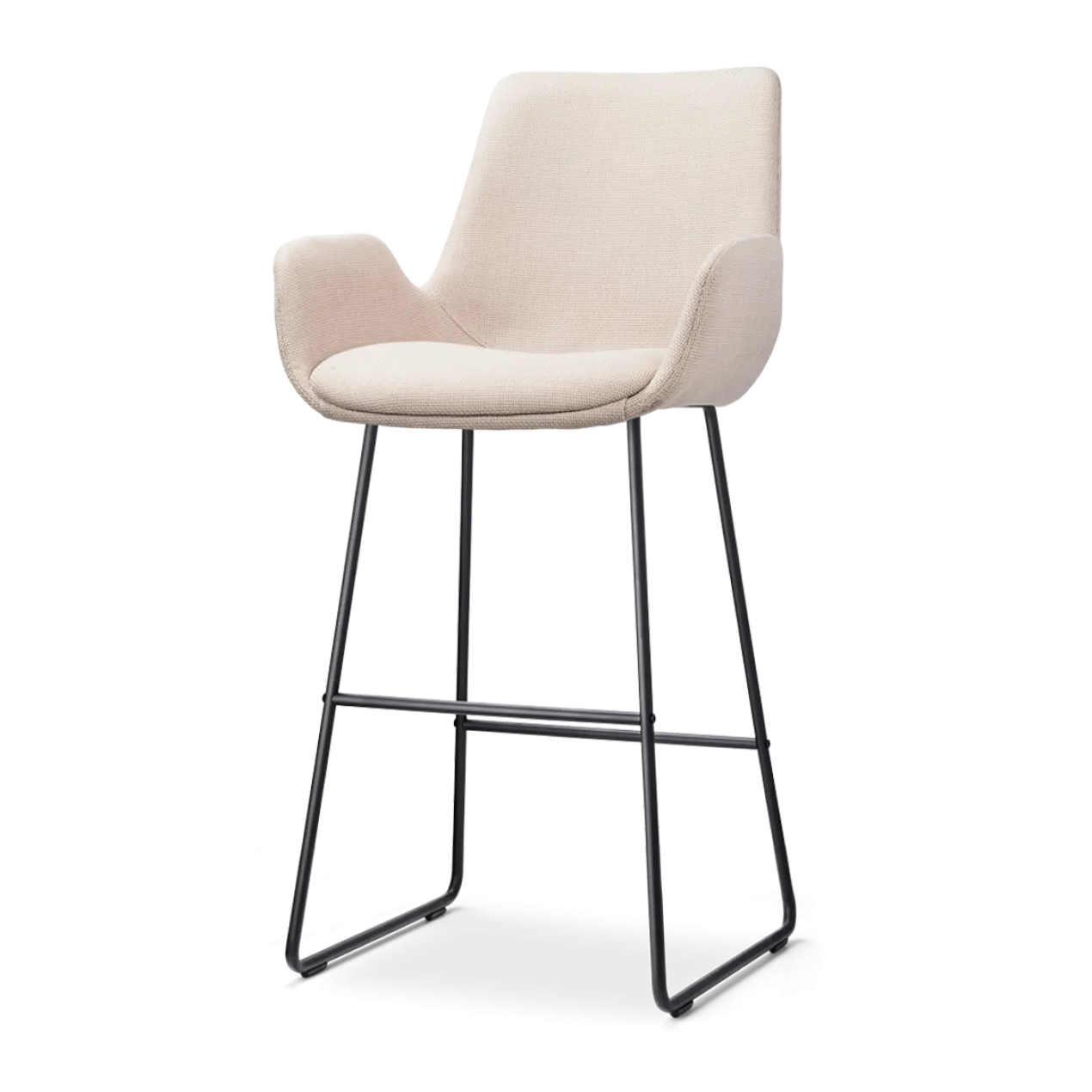 Barkruk Nino-Eef beige - zwart onderstel - 75 cm