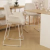 Barkruk Nino-Eef bouclé beige - wit onderstel - 75 cm