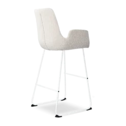 Barkruk Nino-Eef bouclé beige - wit onderstel - 75 cm