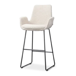 Barkruk Nino-Eef bouclé beige - zwart onderstel - 75 cm
