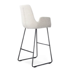 Barkruk Nino-Eef bouclé beige - zwart onderstel - 75 cm