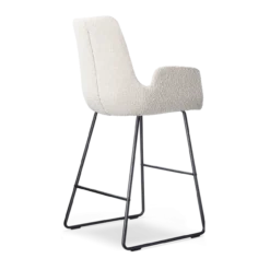 Barkruk Nino-Eef bouclé beige - zwart onderstel - 65 cm