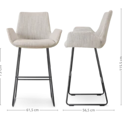 Barkruk Nino-Eef grijs beige gemêleerd - zwart - 75 cm