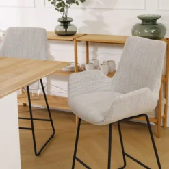 Barkruk Nino-Eef grijs beige gemêleerd - zwart - 65 cm