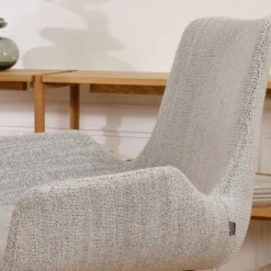 Barkruk Nino-Eef grijs beige gemêleerd - wit onderstel 65 cm