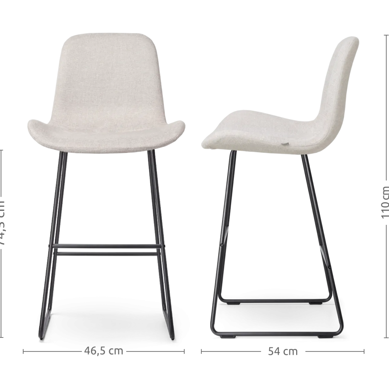 Barkruk Nino-Fé beige - zwart onderstel - 75 cm