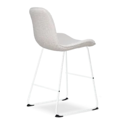 Barkruk Nino-Fé bouclé beige - wit onderstel - 65 cm