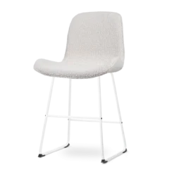 Barkruk Nino-Fé bouclé beige - wit onderstel - 65 cm