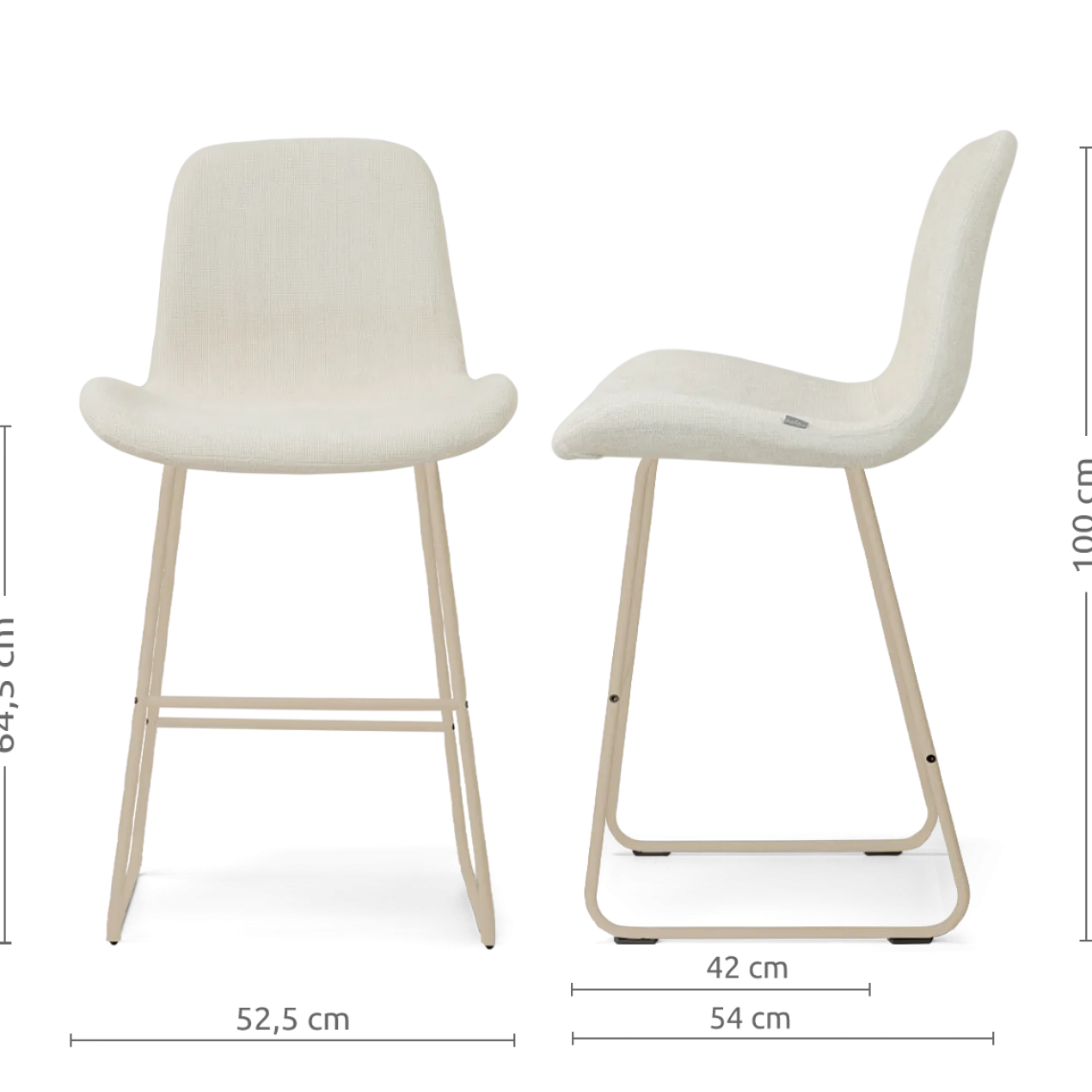 Barkruk Nino-Fé H65 cm beige onderstel cottonbeige
