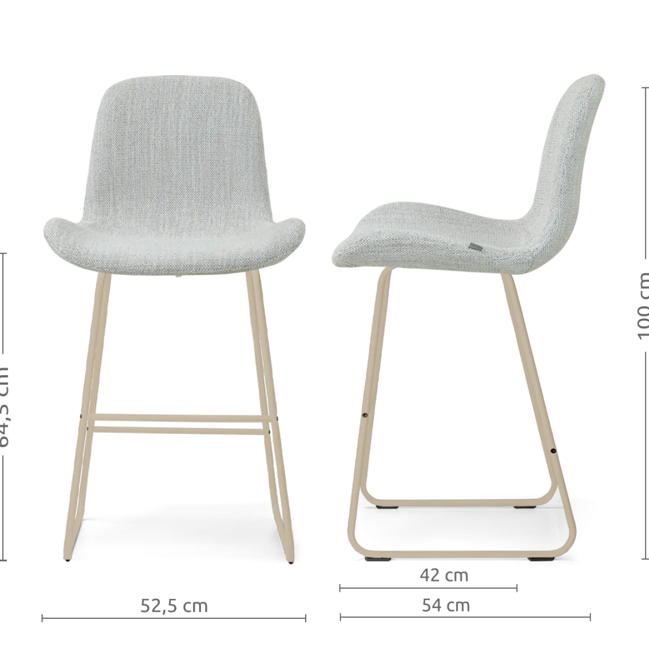 Barkruk Nino-Fé H65 cm beige onderstel grijs melange