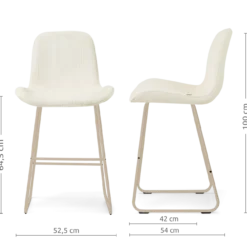 Barkruk Nino-Fé H65 cm beige onderstel rib beige