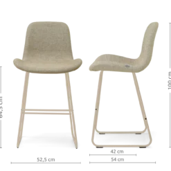 Barkruk Nino-Fé H65 cm beige onderstel taupe melange