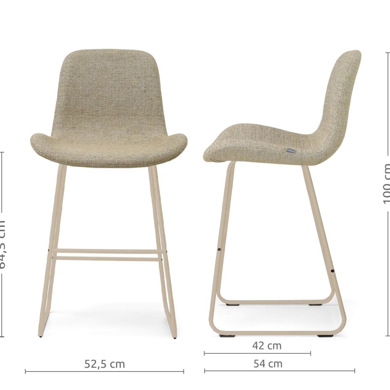 Barkruk Nino-Fé H65 cm beige onderstel taupe melange